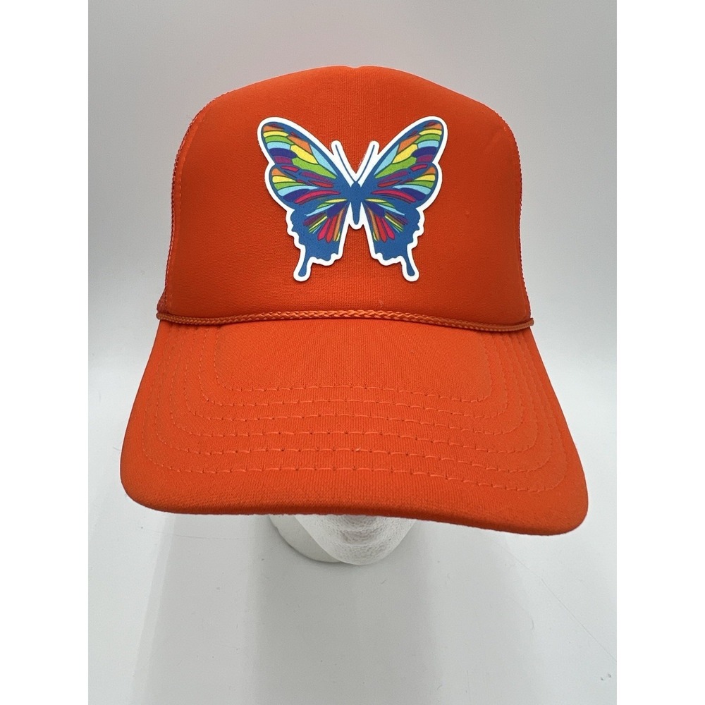 Orange Trucker Hat Rainbow Butterfly Patch Snapback Mesh‎ Cap Otto One Size